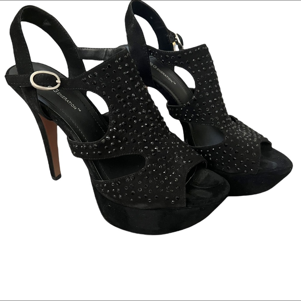 BCBGeneration suede black diamond heel platforms